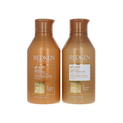 Redken All Soft Shampoo + Conditioner For Dry, Brittle Hair - 2 x 300 ml