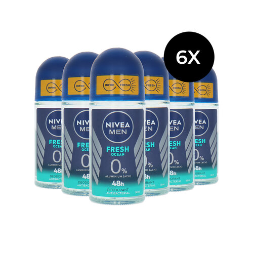 Nivea Men Fresh Ocean Roll-On Deodorant - 6 x 50 ml