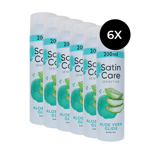 Gillette Satin Care Sensitive Shave Gel Aloe Vera Glide - 6 x 200 ml