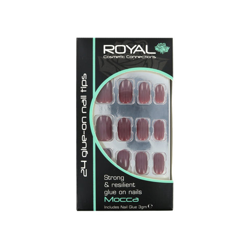 Royal 24 Glue-On Nail Tips - Mocca (Mit Nagelkleber)