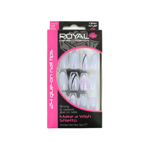 Royal 24 Stiletto Glue-On Nail Tips - Make A Wish (Mit Nagelkleber)