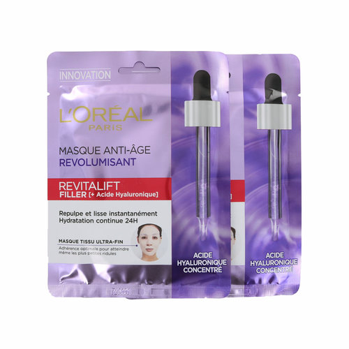 L'Oréal Revitalift Filler + Hyaluronic acid Maske - 2 x 30 gram (Satz von 2 Stück)