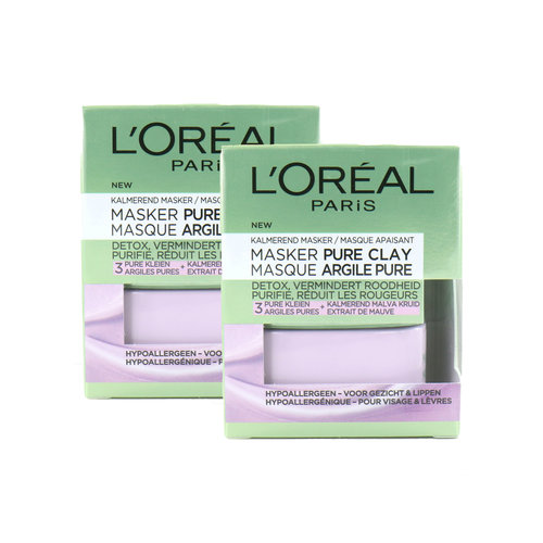 L'Oréal Pure Clay Maske - 2 x 50 ml (Satz von 2 Stück)