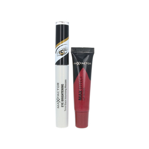 Max Factor Eye Brightening Mascara + Max Effect Lip Gloss - For Hazel Eyes - Rubylicious