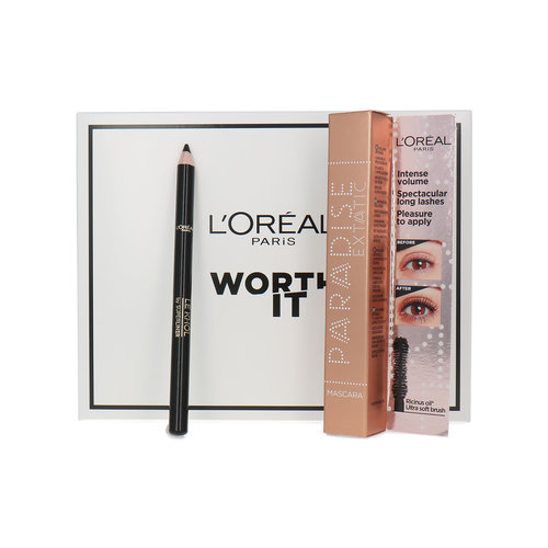 L'Oréal Worth It Mascara + Eyepencil Geschenkset - Paradise Extatic Mascara Black + 101 Midnight Black