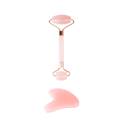 Brushworks Rose Quartz Jade Roller & Gua Sha