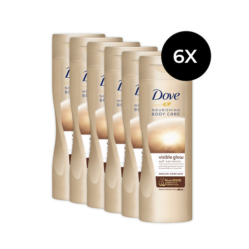 Dove Nourishing Body Care Visible Glow Self-Tan Lotion 250 ml - fair-medium (6 Stück)