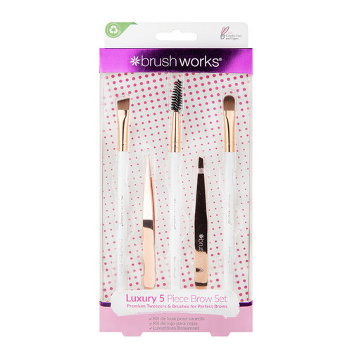 Brushworks Luxury 5 Piece Brow Set - White