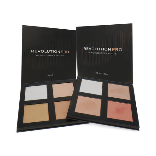 Makeup Revolution 2 x Revolution 4K Highlighter Palette - Gold-Rose Gold (Box mit Kratzern)