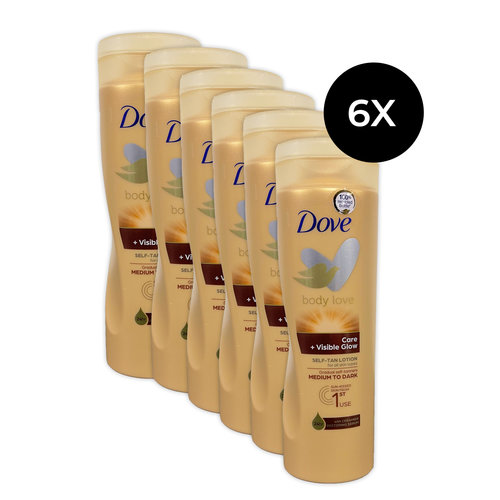 Dove Nourishing Body Care Visible Glow Self-Tan Lotion 250 ml - medium-dark (6 Stück)