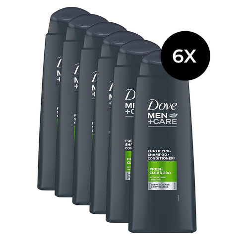 Dove Men Fresh Clean 2in1 Shampoo + Conditioner - 6x 400 ml