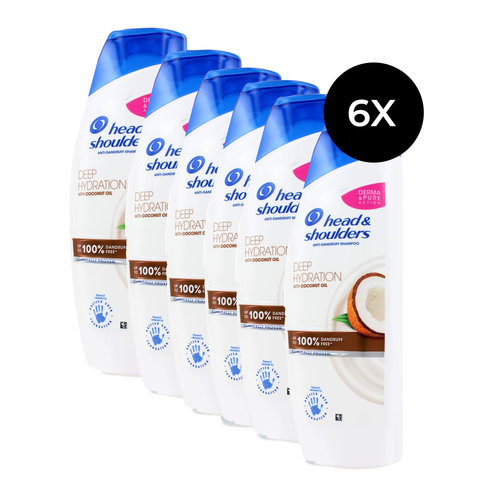 Head & Shoulders Deep Hydration Shampoo Coconut Oil - 6 x 500 ml