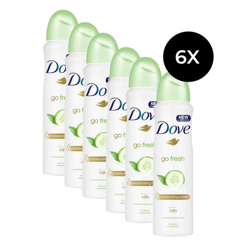 Dove Go Fresh Deodorant Spray Cucumber and Green Tea - 6 x 250 ml