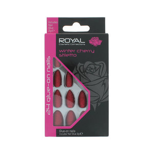 24 Stiletto Glue-On Nails - Winter Cherry