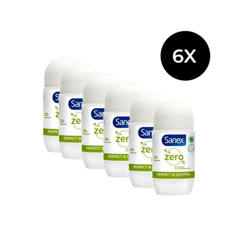 Sanex Zero% Protect & Control Roll-on Deodorant - 6 x 50 ml
