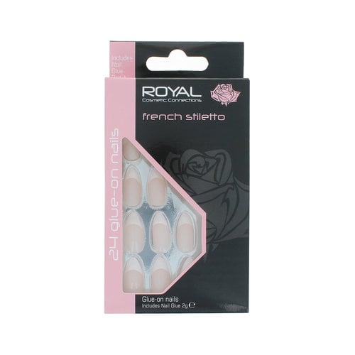 Royal 24 Stiletto Glue-On Nail Tips - French Manicure (Mit Nagelkleber)