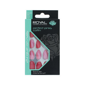24 Coffin Glue-On Nails - Perfect Pinks
