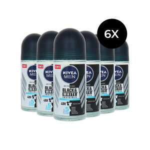 Men Black & White Invisible Fresh Deo Roller - 6 x 50 ml