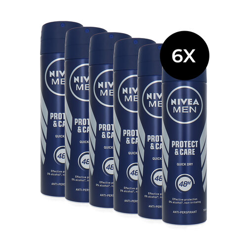 Nivea Protect & Care 48H Deodorant Spray Quick Dry - 6 x 150 ml