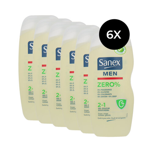 Sanex Men 2in1 Shower Gel Zero% - 6 x 250 ml