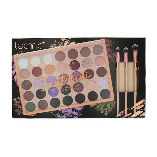 Technic Presssed Pigments Eyeshadow Palette + Brushes - Santorini