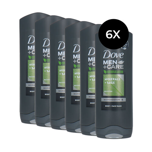 Dove Men + Care Minerals + Sage Body + Face Wash - 6 x 250 ml