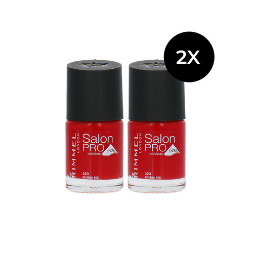 Rimmel Salon Pro Nagellack - 323 Riveira Red (Satz von 2 Stück)