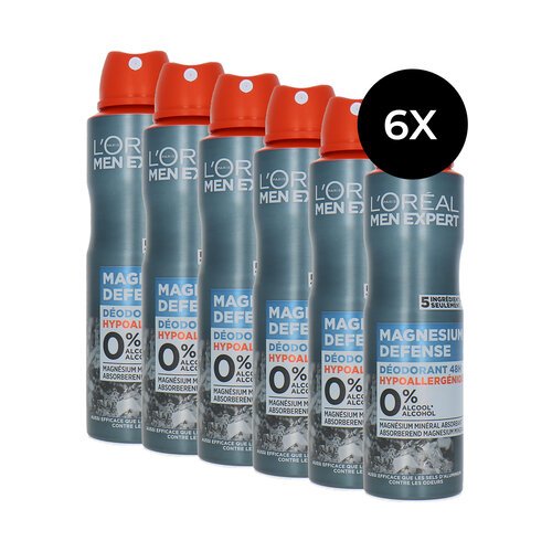 L'Oréal Men Expert Magnesium Defense Deodorant Spray - 6 x 150 ml