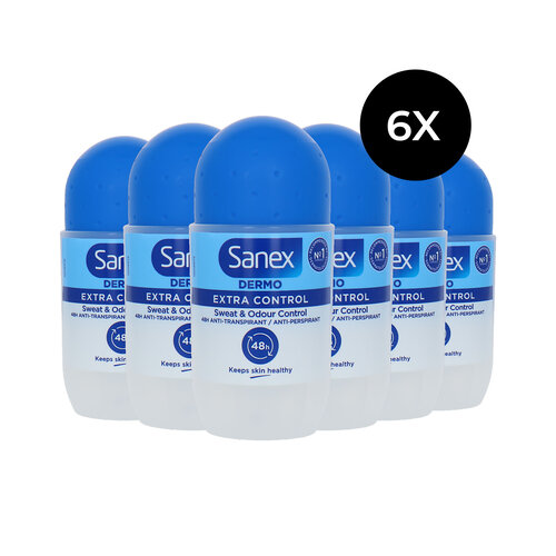 Sanex Dermo Extra Control Roll-On Deodorant - 6 x 50 ml