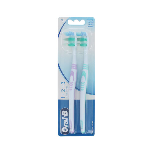 Oral-B 1.2.3 Classic Care Duo Pack Pink-Green Zahnbürste - Medium Oral-B 1.2.3 Classic Care Duo Pack Pink-Green Zahnbürste - Medium