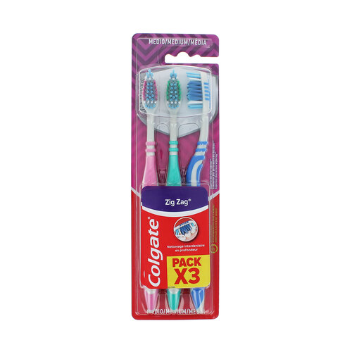 Colgate Zig Zag Pink-Blue-Green Medium - set van 3 Colgate Zig Zag Pink-Blue-Green Medium - set van 3