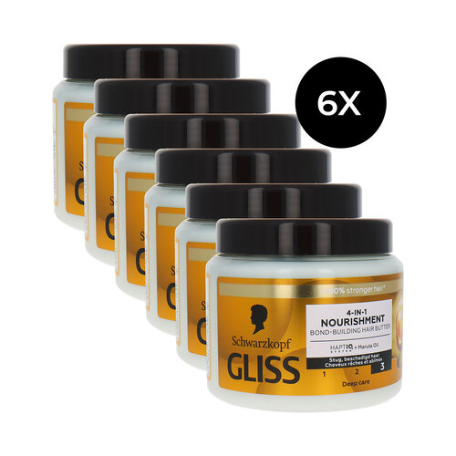 Schwarzkopf Gliss 4-in1 Nourishment Bond-Building Hair Mask - 6 x 400 ml Schwarzkopf Gliss 4-in1 Nourishment Bond-Building Hair Mask - 6 x 400 ml