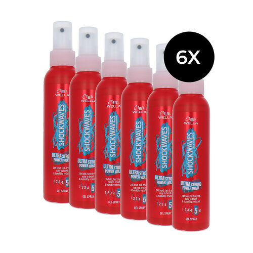 Wella Shockwaves Ultra Strong Power Hold Gel Spray - 6 x 150 ml Wella Shockwaves Ultra Strong Power Hold Gel Spray - 6 x 150 ml