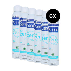 Sanex Zero% Invisible Deodorant Spray - 6 x 200 ml Zero% Invisible Deodorant Spray - 6 x 200 ml