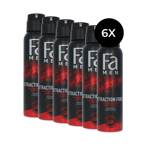 Fa Men Attraction Force Deodorant Spray - 6 x 150 ml Fa Men Attraction Force Deodorant Spray - 6 x 150 ml