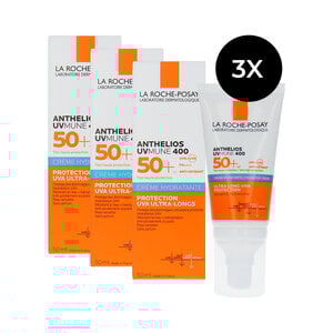 La Roche-Posay Anthelios UVMune 400 SPF 50+ Protection UVA Ultra-Long Sun Cream - 3 x 50 ml Anthelios UVMune 400 SPF 50+ Protection UVA Ultra-Long Sun Cream - 3 x 50 ml
