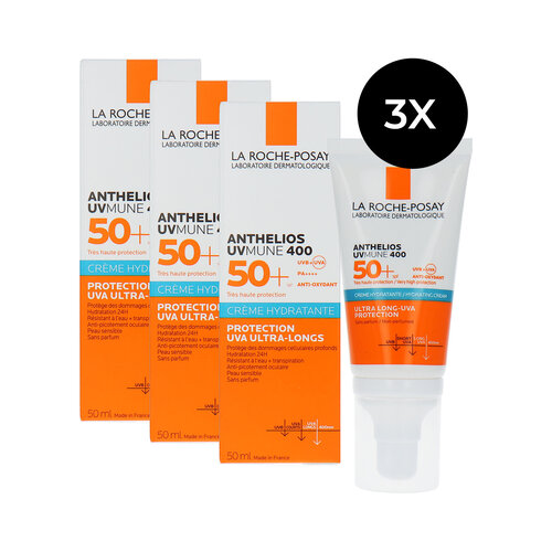 La Roche-Posay Anthelios UVMune 400 SPF 50+ Protection UVA Ultra-Long Sun Cream - 3 x 50 ml