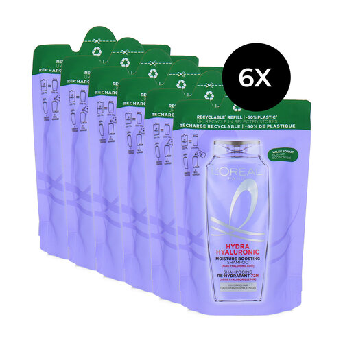 L'Oréal Hydra Hyaluronic Moisture Boosting Shampoo Refill - 6 x 250 ml L'Oréal Hydra Hyaluronic Moisture Boosting Shampoo Refill - 6 x 250 ml