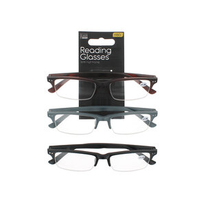 Second Glance 3 Pieces Half Frame Reading Glasses + 1.50 - Black-Brown-Grey 3 Pieces Half Frame Reading Glasses + 1.50 - Black-Brown-Grey