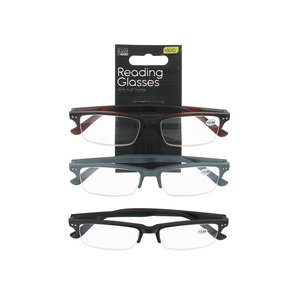 Second Glance 3 Pieces Half Frame Reading Glasses + 3.00 - Black-Brown-Grey 3 Pieces Half Frame Reading Glasses + 3.00 - Black-Brown-Grey