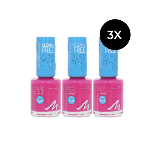 Manhattan Clean & Free Nagellack - 165 Rebel Rose (3er Set) Manhattan Clean & Free Nagellack - 165 Rebel Rose (3er Set)
