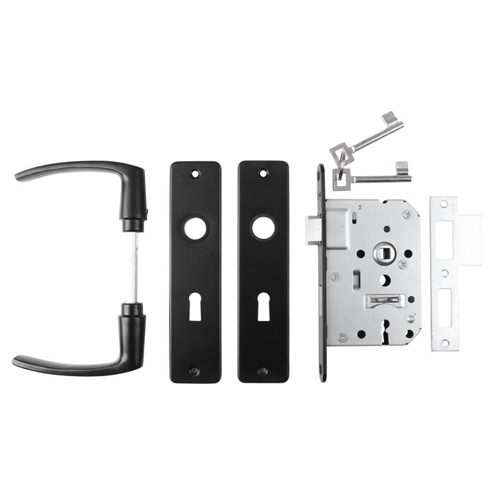Deurbeslag set in Zwart met dag-nachtslot