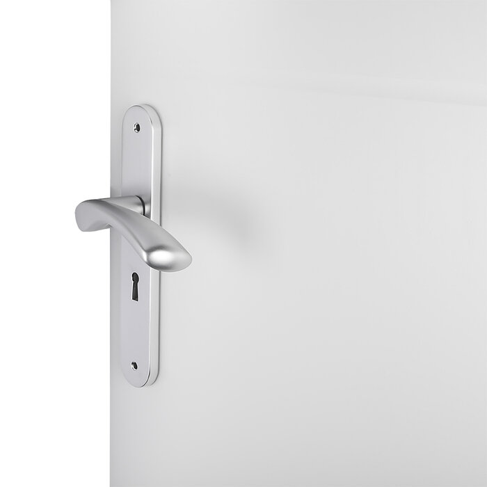 Deurklink Bristol op schild met sleutelgat Aluminium