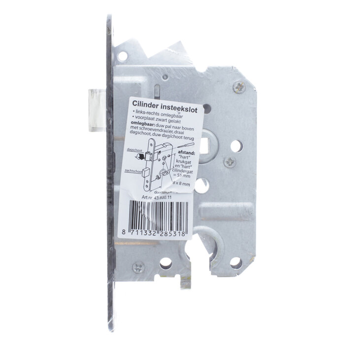 Cilinderslot rechts en links  voorplaat gelakt  zwart uitvoering