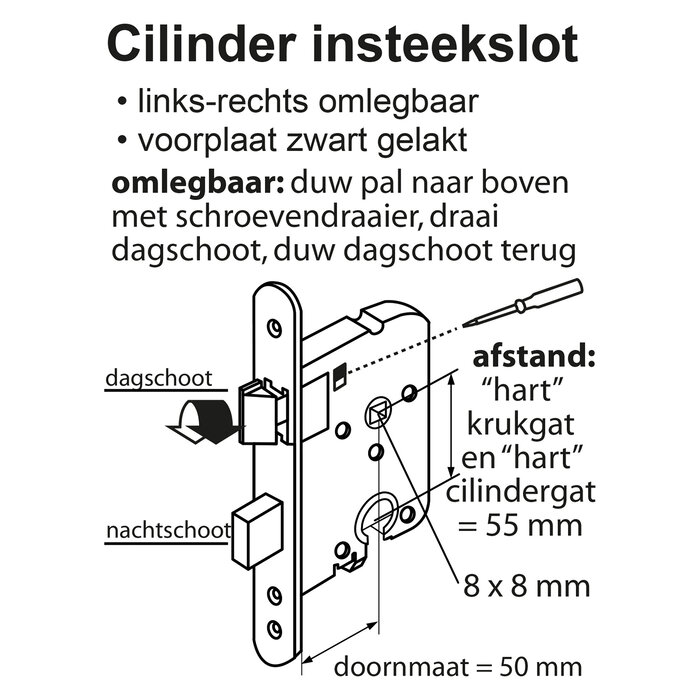 Cilinderslot rechts en links voorplaat gelakt wittte uitvoering