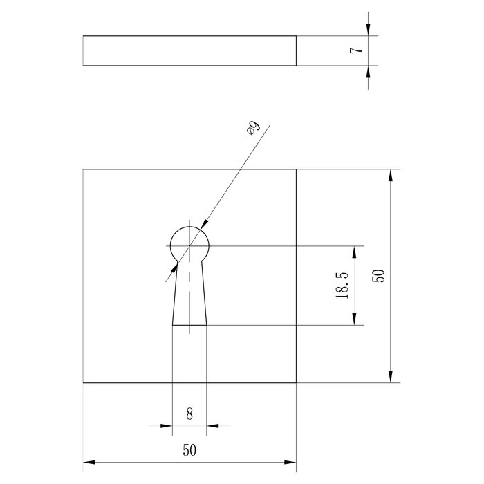 Deurklink set Berlijn met vierkant rozet en sleutelrozet zwart