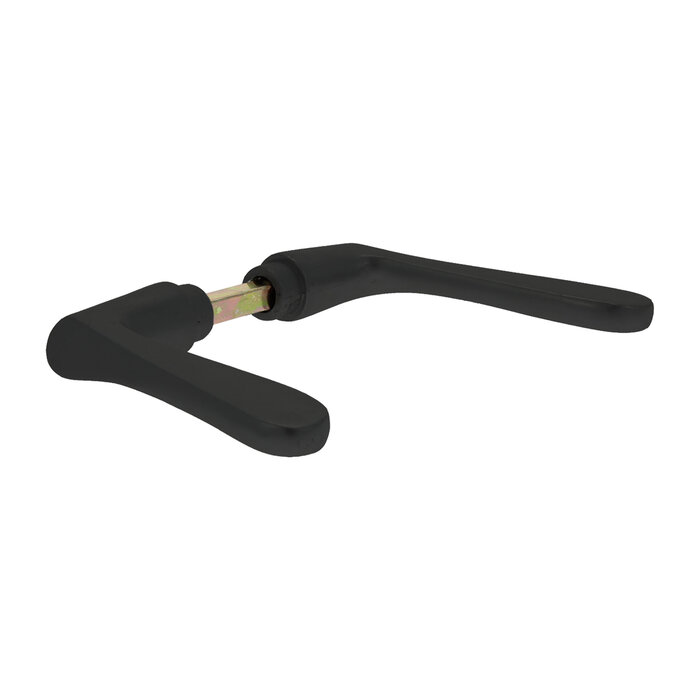 Deurklink met ronde rozet in zwart vlindermodel