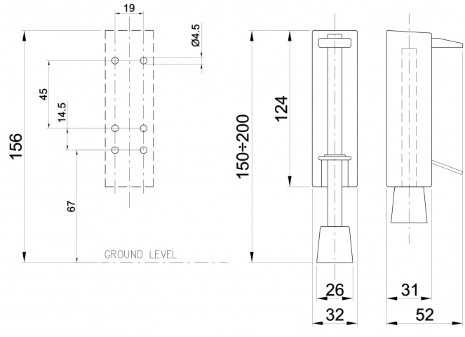 Deurvastzetter met voetstift wit 122 x 30 mm l Kickdown deurstopper