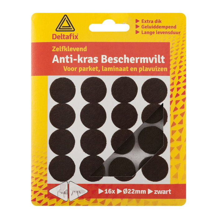 Vilt stoelpoten zwart 22 mm zelfklevend-16 stuks