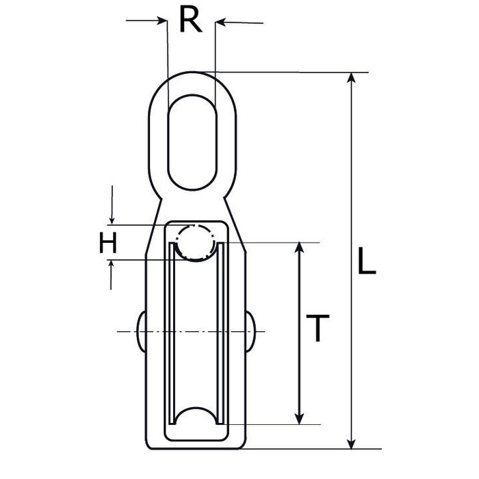 Katrol 40mm verzinkt vast oog